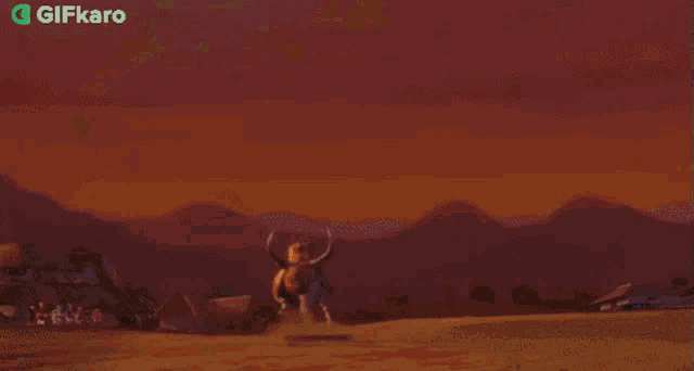 a bull is surrounded by a glowing circle with the words gifkaro on the bottom .