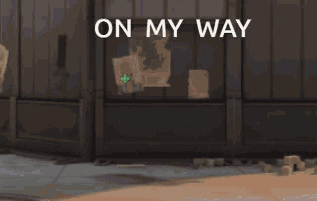 a screenshot of a video game with the words on my way above it