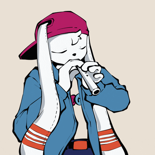 a cartoon of a person playing a flute
