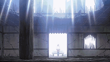 a person is standing in a dark room with a light shining through the doorway .