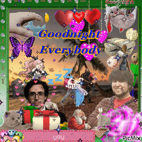 a collage of pictures with the words goodnight everybody on the top