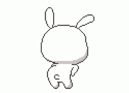 a pixel art of a rabbit standing on its hind legs .