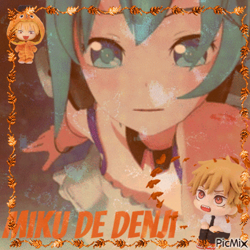 a picture of a girl with the name miku de denji on the bottom