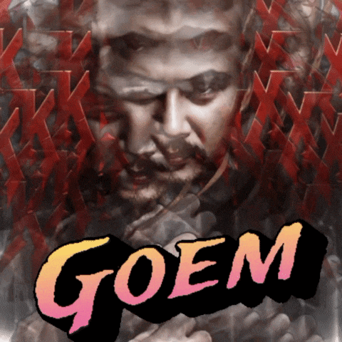 a poster for goem shows a man with a beard