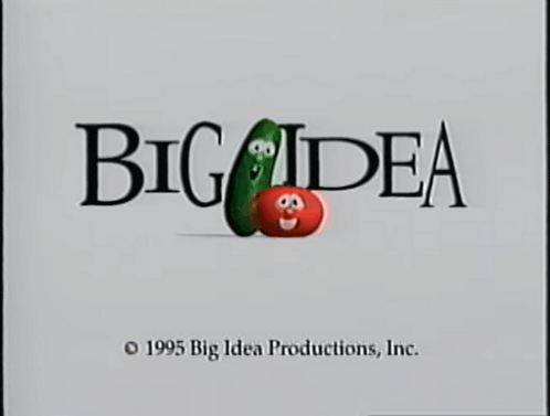 a logo for big idea productions inc. shows a tomato and a cucumber