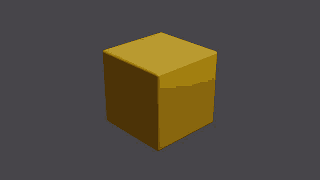 a 3d model of a yellow cube on a grey background
