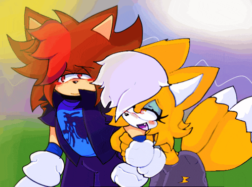 a cartoon drawing of a boy and a fox with the letter x in the corner