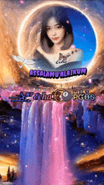 a picture of a girl with the words assalamu ' alaikum on it