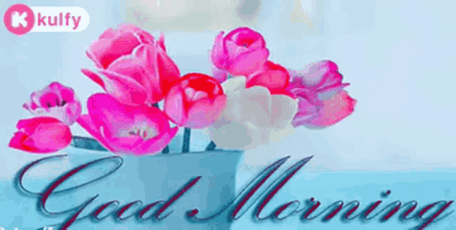 a picture of pink and white flowers with the words good morning