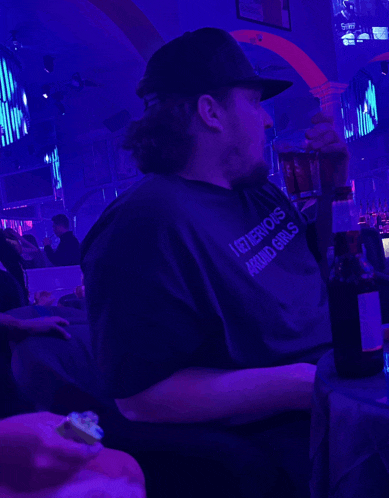 a man wearing a t-shirt that says " i 'm nervous about girls "