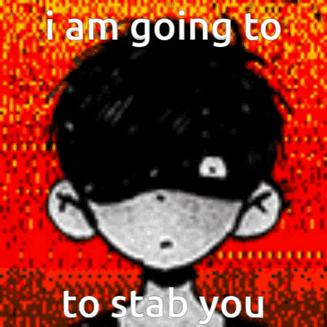 a cartoon of a boy with the words i am going to stab you