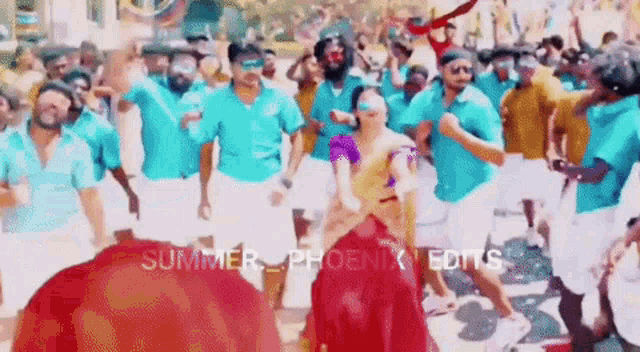 a group of people dancing with the words summer phoenix edits on the bottom
