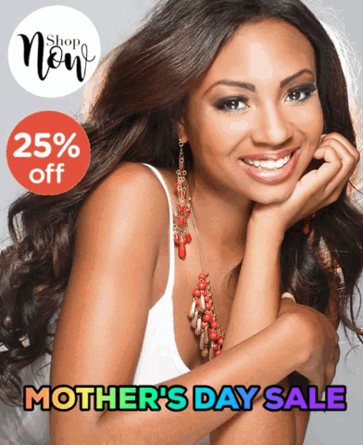 an advertisement for mother 's day sale shows a woman