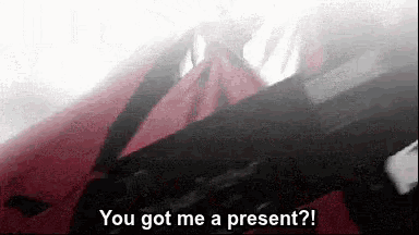 a black and white image with the words you got me a present on it
