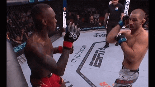 two men are fighting in a boxing ring with an espn ad in the background