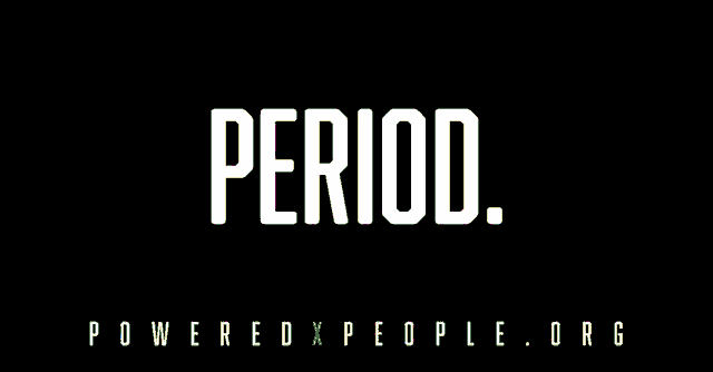a black background with white text that says period .