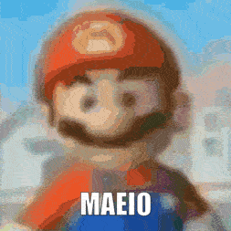 a pixelated image of mario with the word maeio written on it