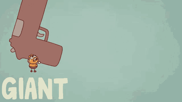 a cartoon drawing of a giant gun with a fist coming out of it