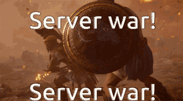 a poster that says server war with a shield in the background