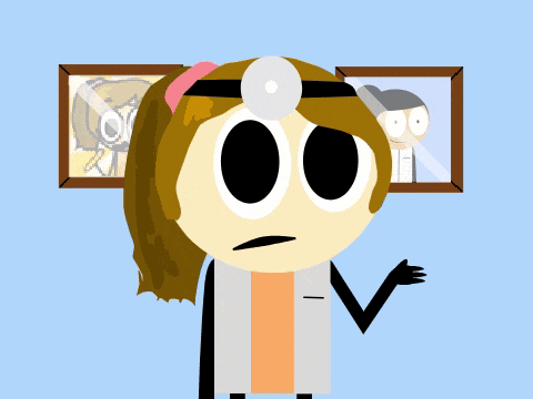 a cartoon character is wearing a stethoscope and a lab coat