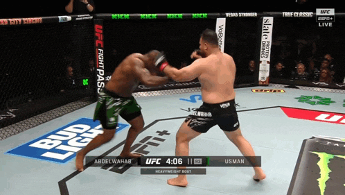 a ufc fight between abdel wahab and usman is shown on the screen