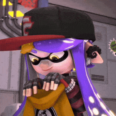 a cartoon character is wearing a hat with the letter s on it