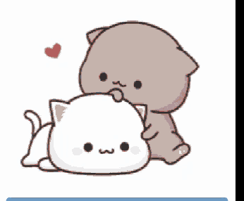 a cartoon of two cats hugging each other with a heart in the background