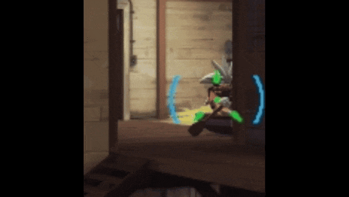 a blurred image of a person in a room with a green circle around them