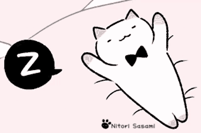 a cartoon of a cat with a bow tie and a speech bubble that says nitori sasami