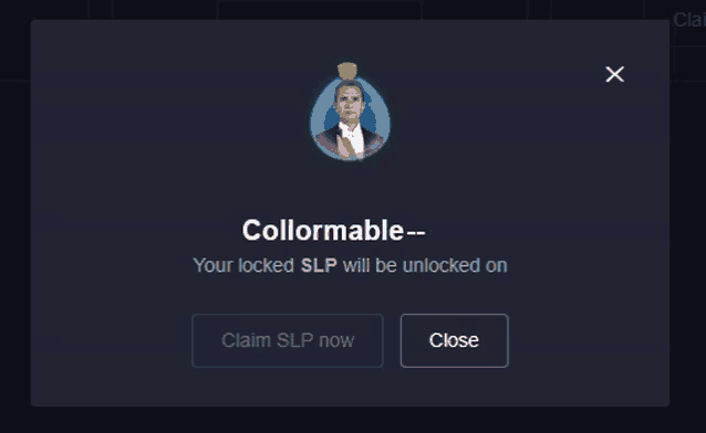 a screen that says collormable your locked slps will be unlocked on