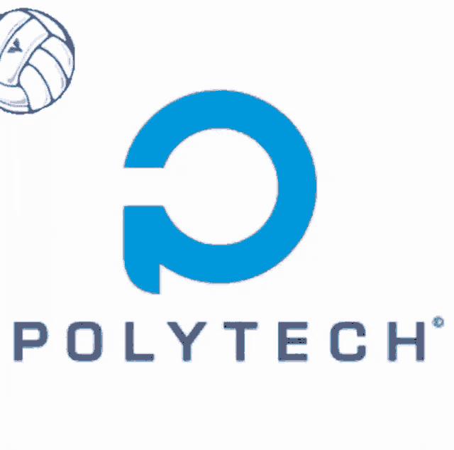 a logo for polytech with a volleyball on it