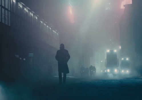 Walking Down The Street GIF - Ryan Gosling Blade Runner Foggy Night GIFs