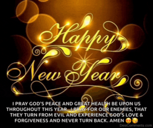 a happy new year greeting card that says " i pray god 's peace and great health be upon us throughout this year