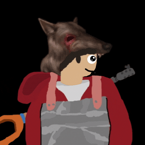 a drawing of a person with a wolf head