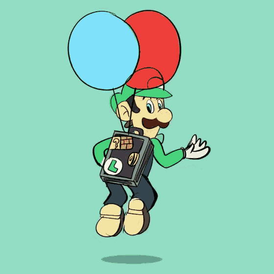 a cartoon drawing of a man with a briefcase and balloons on his head