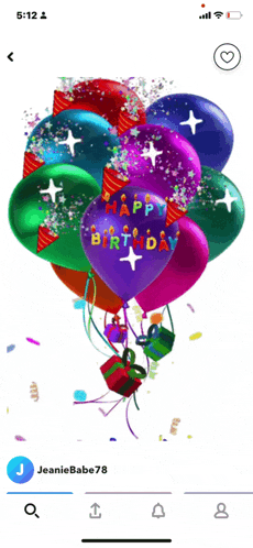 a phone screen shows a bunch of balloons with the words happy birthday on them