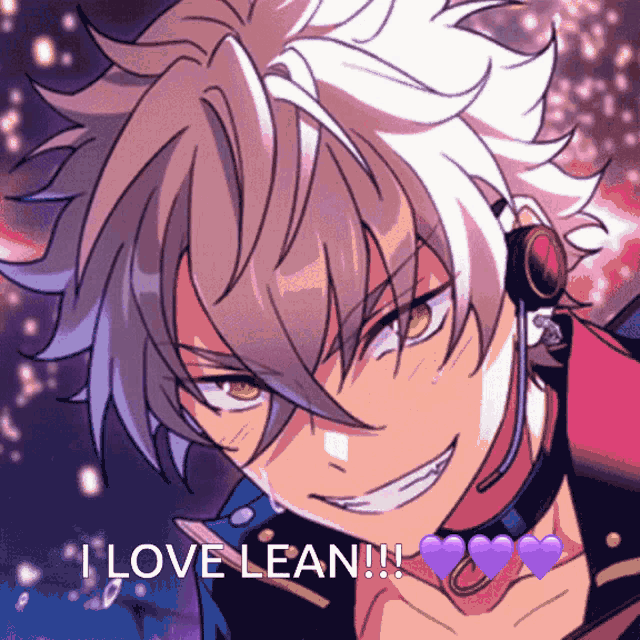 a picture of a anime character with the words " i love lean "