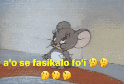 a cartoon of a mouse with the words " o ' se fasikalo fo ' i " on the bottom