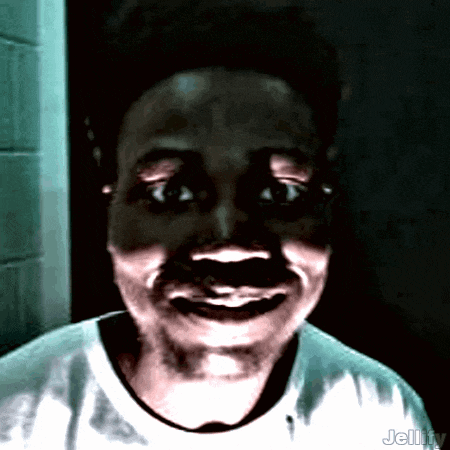 a picture of a person 's face with the word jelly on the bottom