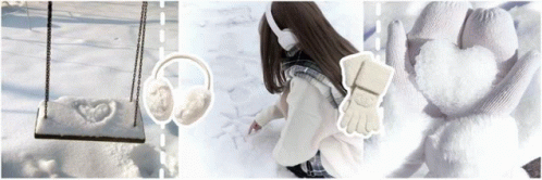 a girl is kneeling down in the snow wearing headphones and gloves .