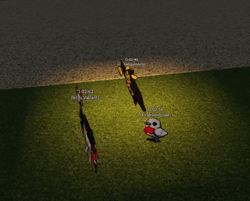 a screenshot of a video game shows a few characters and the time of 00:02:62