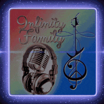 a picture of a microphone and headphones with the words infinity family