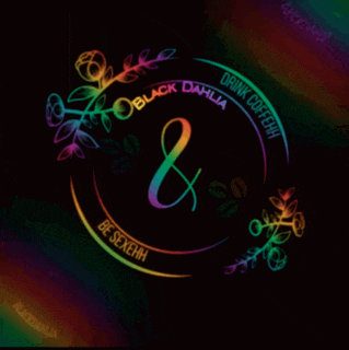 a colorful logo for black dahlia drink coffe