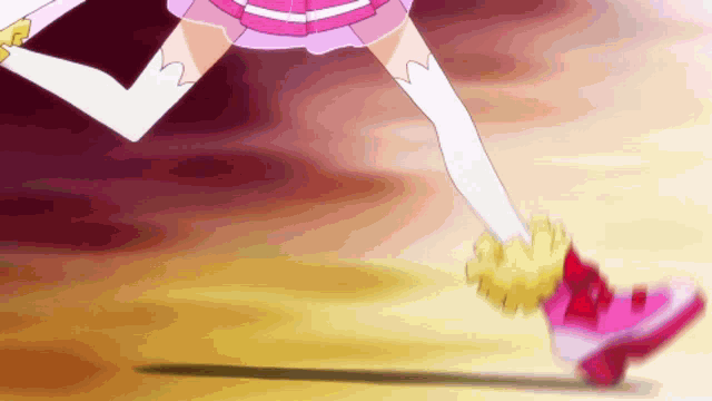 a girl in a pink dress and white knee high socks