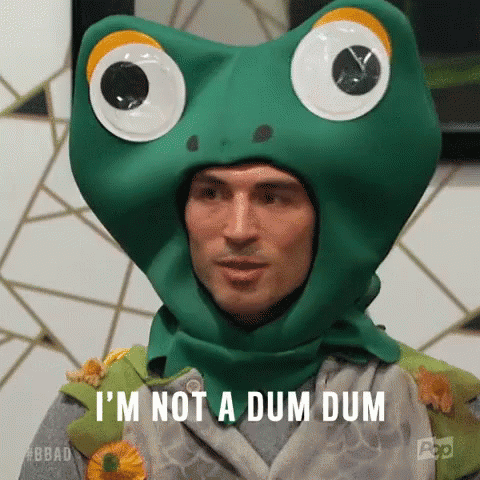 Insulted Frog GIF - Big Brother After Dark Im Not A Dum Dum Frog Costume GIFs
