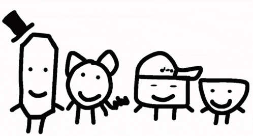 a black and white drawing of a family with one wearing a top hat and smiling
