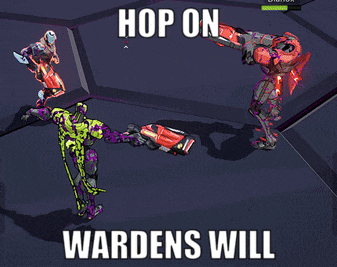 a video game with the words hop on wardens will at the bottom