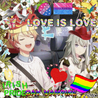 a picture of two anime characters with the words love is love