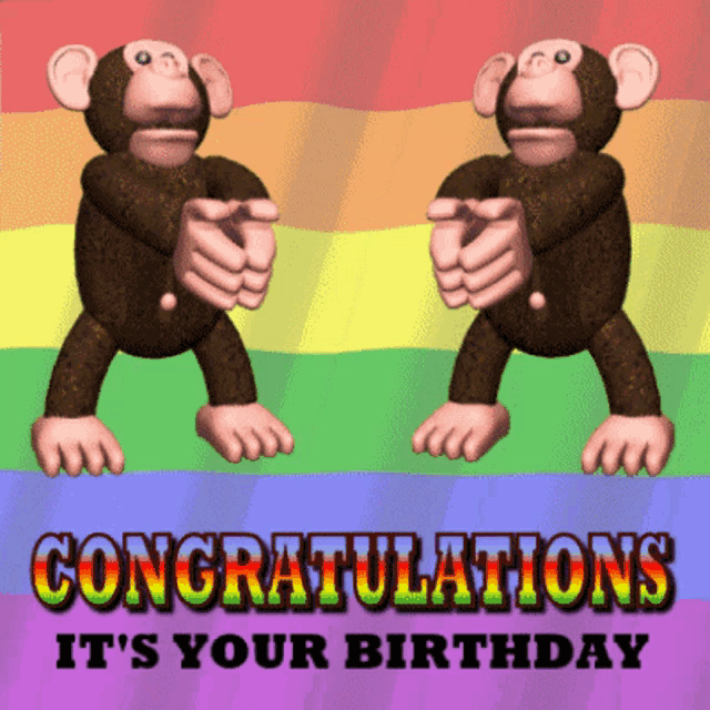 a congratulations it 's your birthday card with two monkeys on it