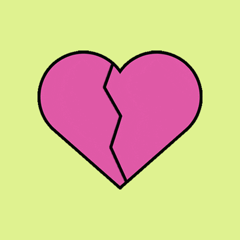 a drawing of a broken heart on a purple background